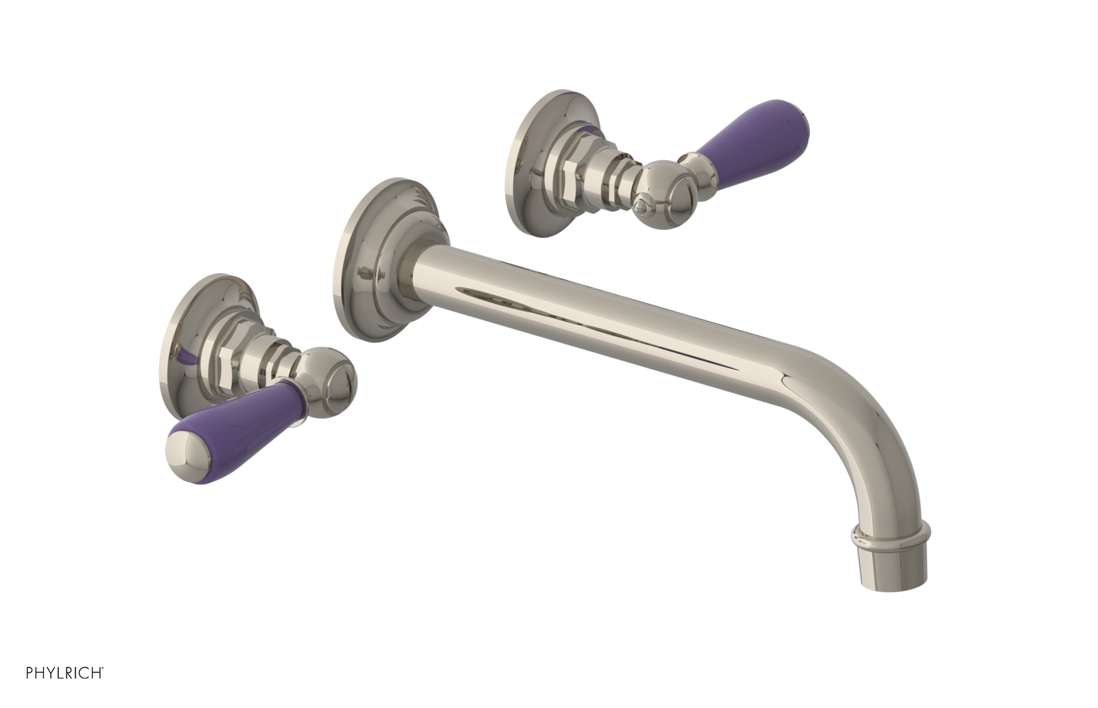 JAMESTOWN Wall Lavatory Set - 10" Spout - Lever Handle with "Purple" Accents 165-12-10
