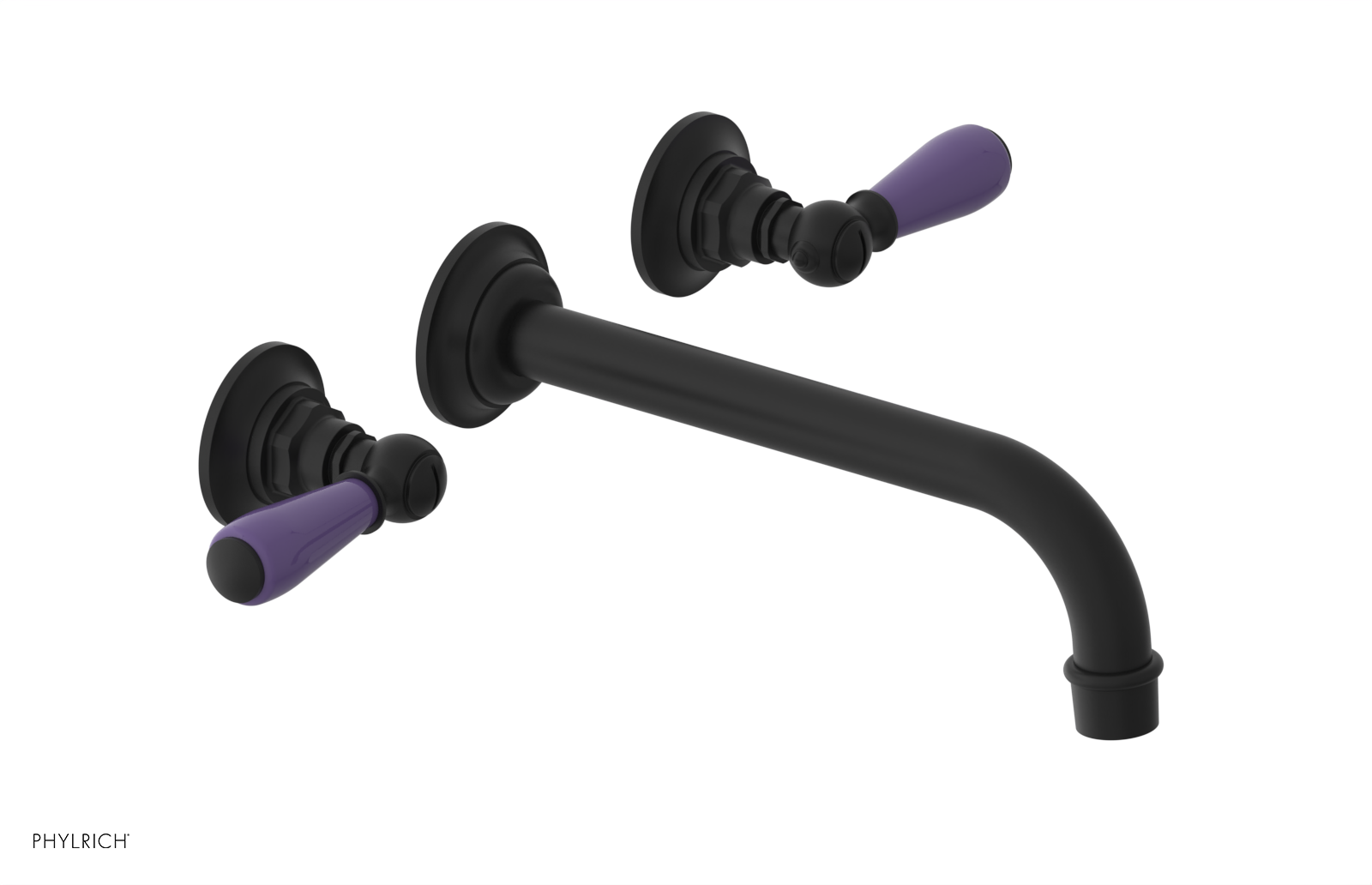 JAMESTOWN Wall Lavatory Set - 10" Spout - Lever Handle with "Purple" Accents 165-12-10
