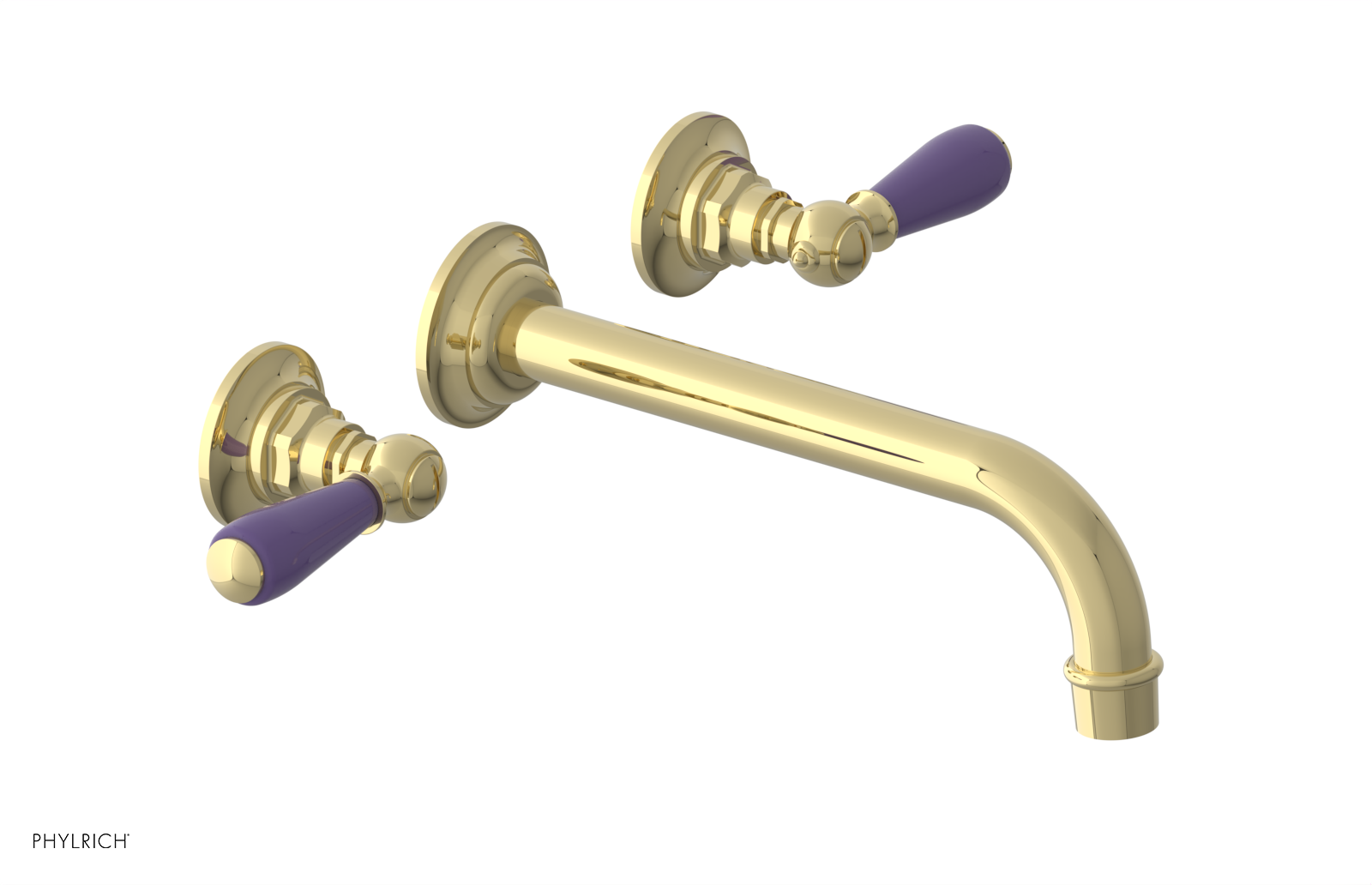 JAMESTOWN Wall Lavatory Set - 10" Spout - Lever Handle with "Purple" Accents 165-12-10