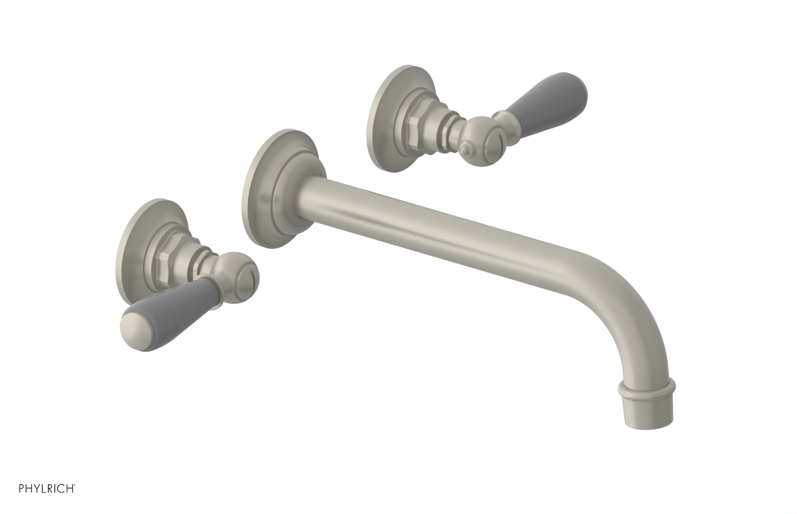 JAMESTOWN Wall Lavatory Set - 10" Spout - Lever Handle with "Grey" Accents 165-12-10