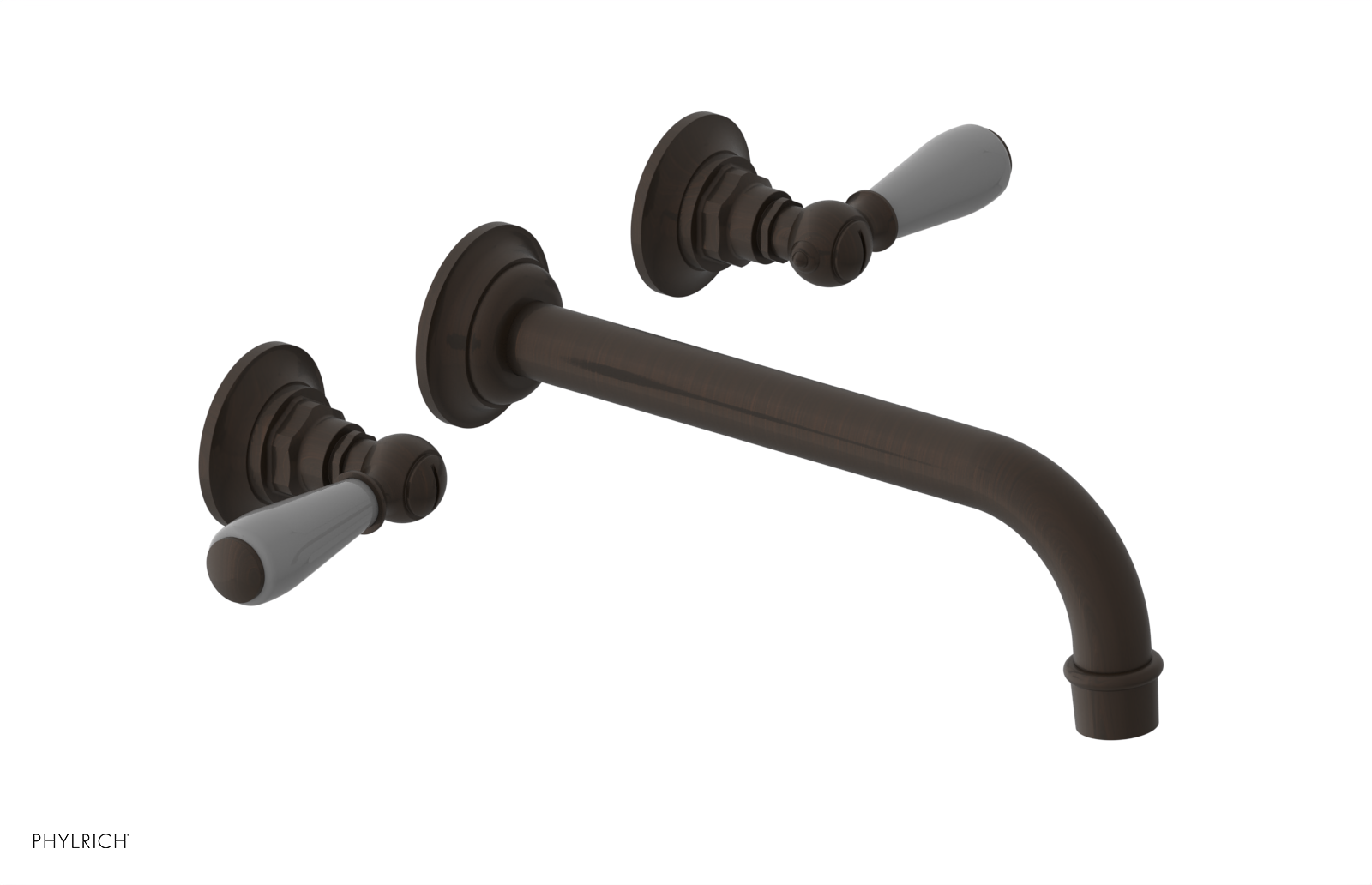 JAMESTOWN Wall Lavatory Set - 10" Spout - Lever Handle with "Grey" Accents 165-12-10