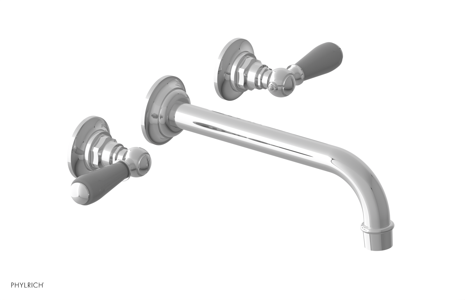 JAMESTOWN Wall Lavatory Set - 10" Spout - Lever Handle with "Grey" Accents 165-12-10