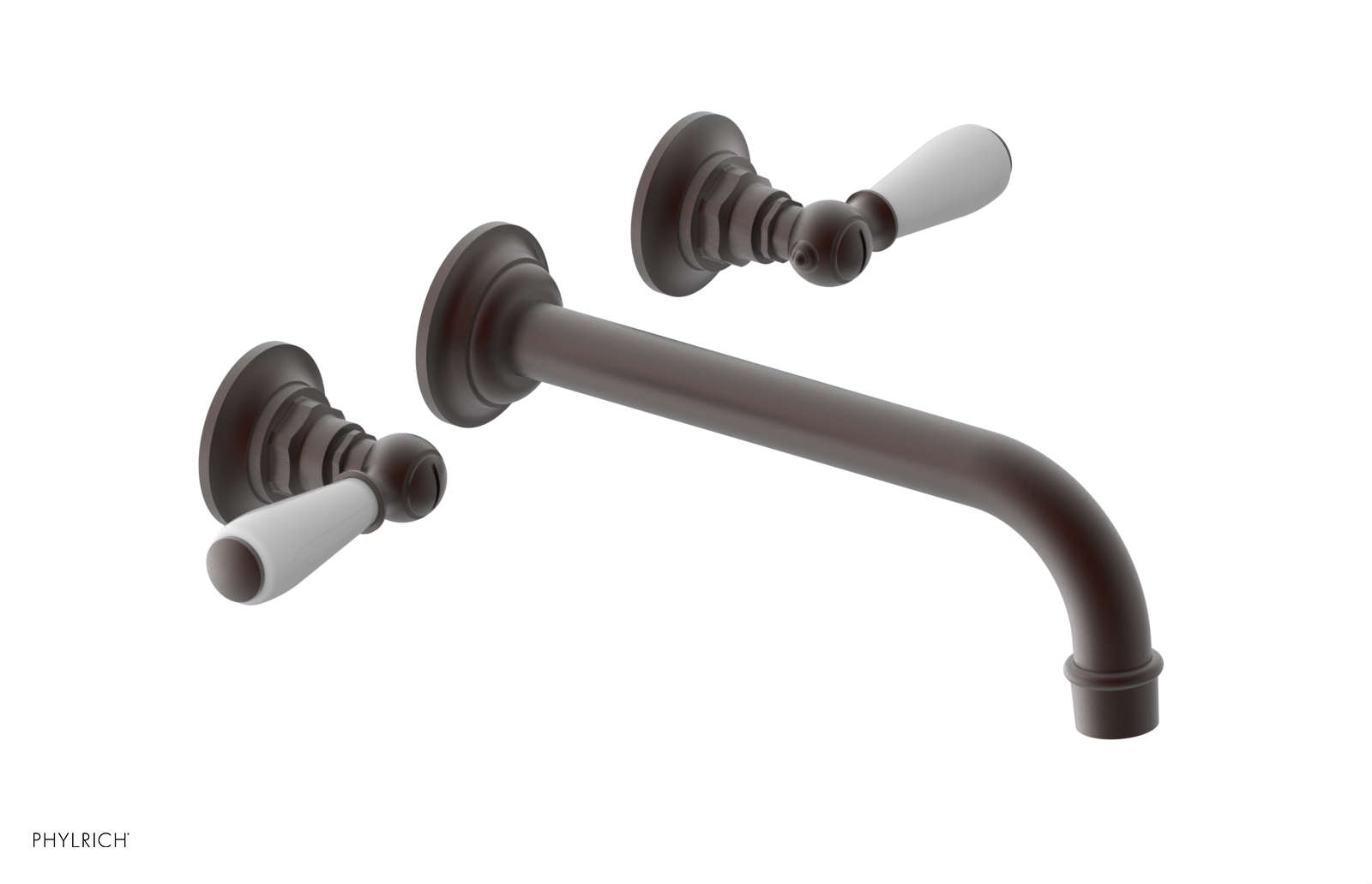 JAMESTOWN Wall Lavatory Set - 10" Spout - Lever Handle with "White" Accents 165-12-10