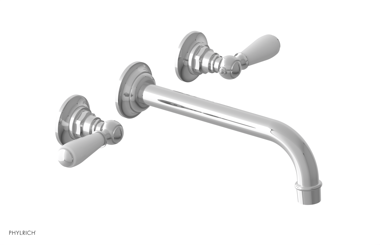 JAMESTOWN Wall Lavatory Set - 10" Spout - Lever Handle with "White" Accents 165-12-10