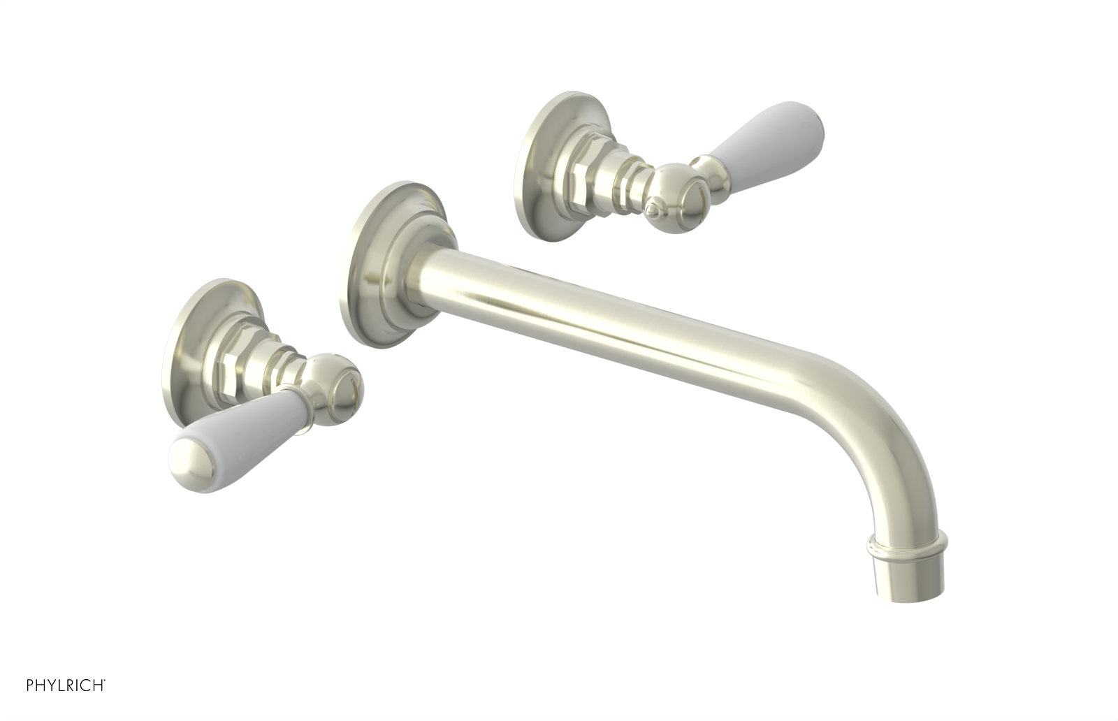 JAMESTOWN Wall Lavatory Set - 10" Spout - Lever Handle with "White" Accents 165-12-10
