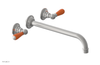 JAMESTOWN Wall Lavatory Set - 12" Spout - Lever Handle with "Orange" Accents 165-12-12