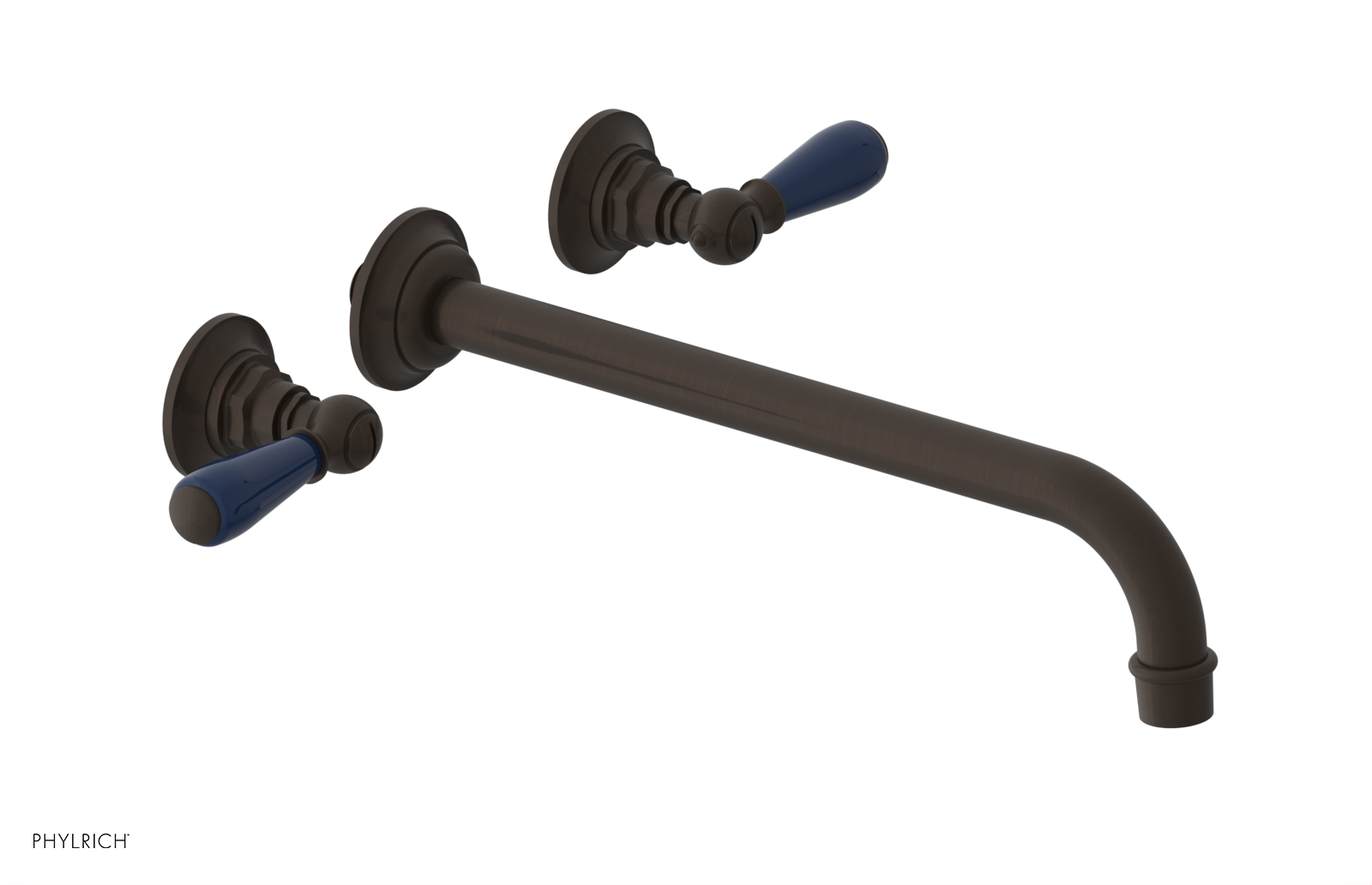 JAMESTOWN Wall Tub Set - 12" Spout - Lever Handle with "Navy Blue" Accents 165-57-12