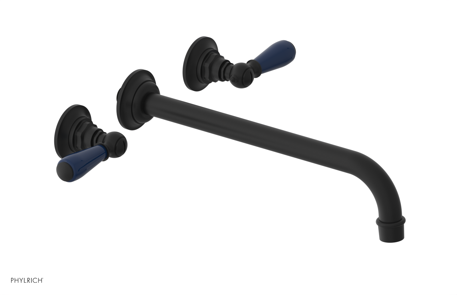 JAMESTOWN Wall Tub Set - 12" Spout - Lever Handle with "Navy Blue" Accents 165-57-12