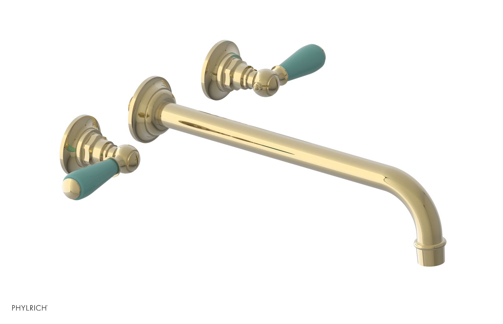 JAMESTOWN Wall Tub Set - 12" Spout - Lever Handle with "Turqoise" Accents 165-57-12