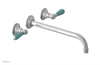JAMESTOWN Wall Lavatory Set - 12" Spout - Lever Handle with "Turqoise" Accents 165-12-12