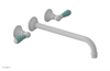 JAMESTOWN Wall Lavatory Set - 12" Spout - Lever Handle with "Turqoise" Accents 165-12-12