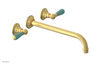 JAMESTOWN Wall Lavatory Set - 12" Spout - Lever Handle with "Turqoise" Accents 165-12-12