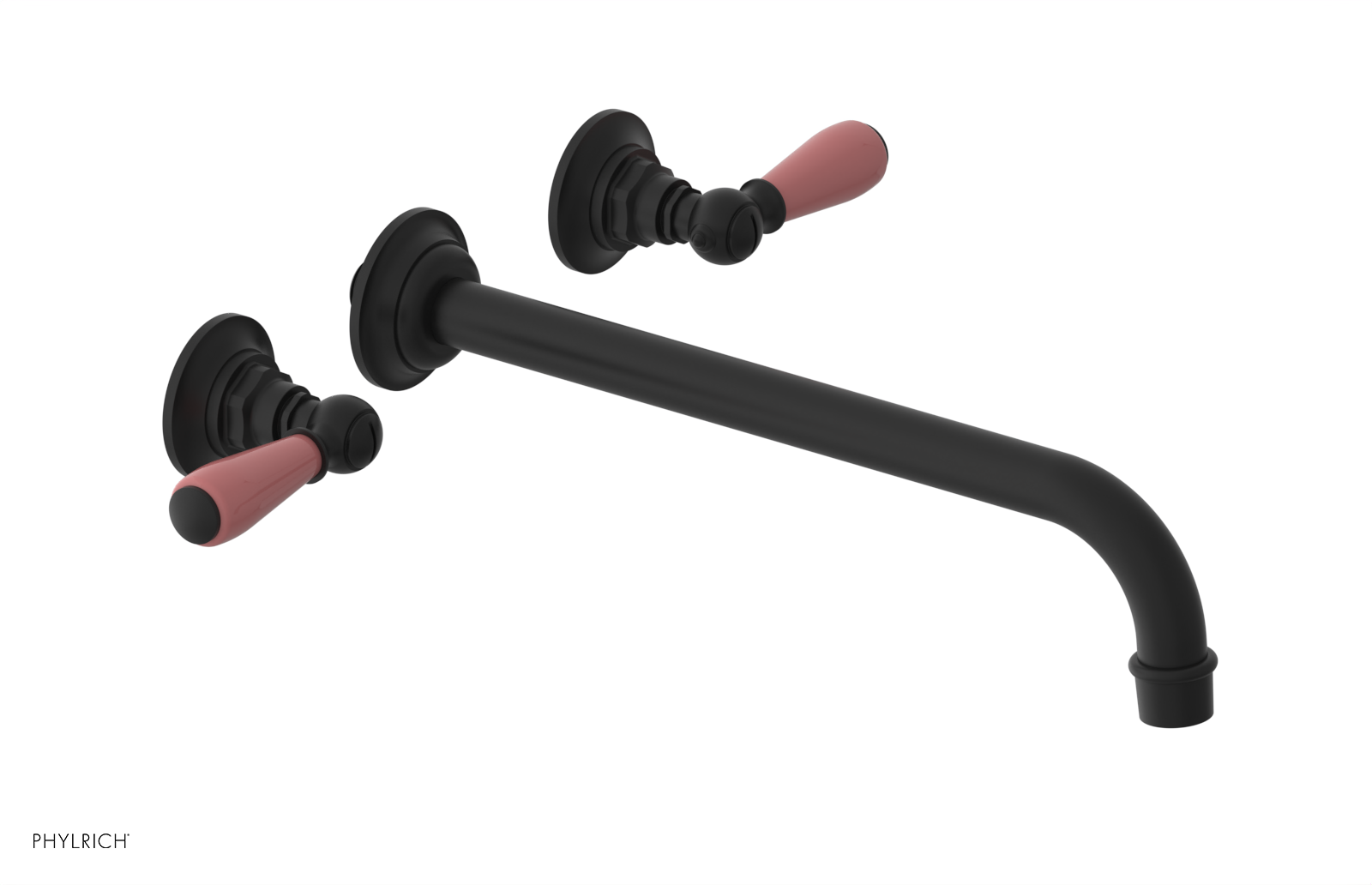 JAMESTOWN Wall Tub Set - 12" Spout - Lever Handle with "Pink" Accents 165-57-12