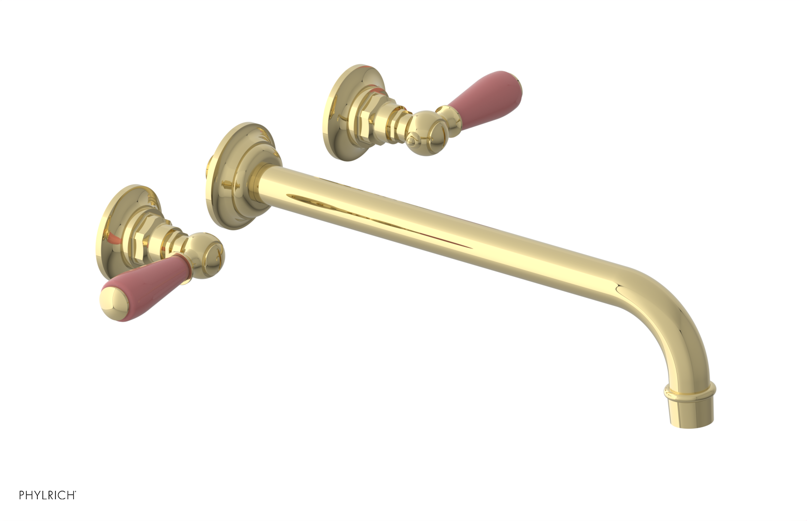 JAMESTOWN Wall Tub Set - 12" Spout - Lever Handle with "Pink" Accents 165-57-12