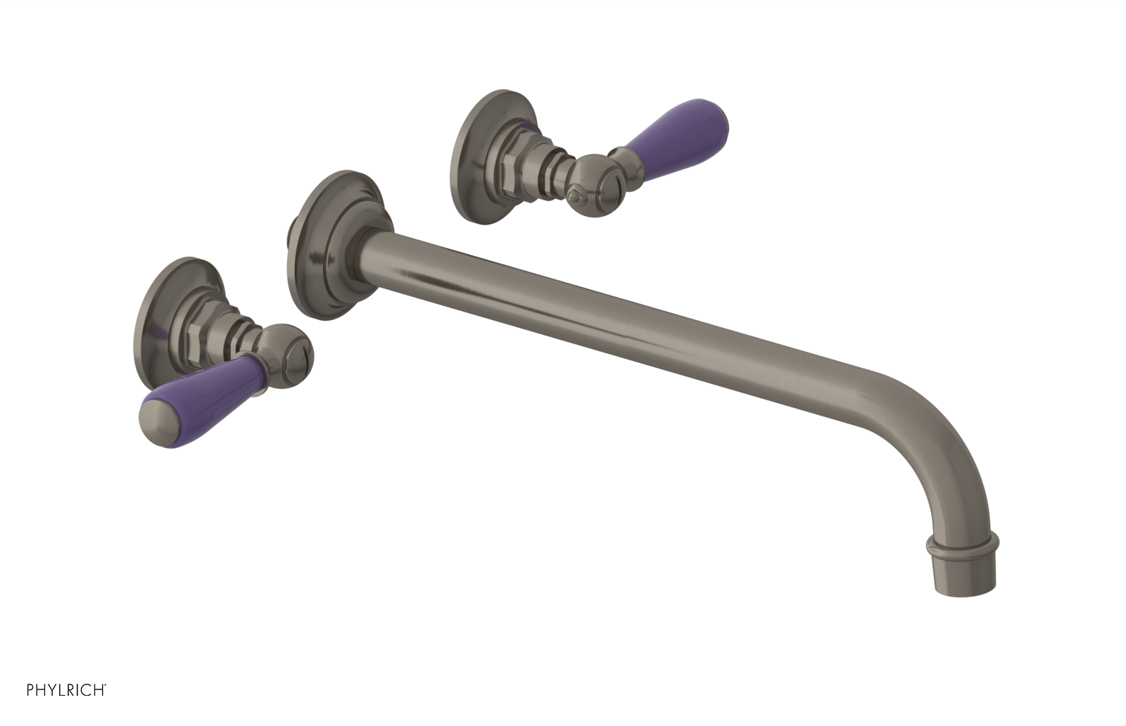JAMESTOWN Wall Lavatory Set - 12" Spout - Lever Handle with "Purple" Accents 165-12-12