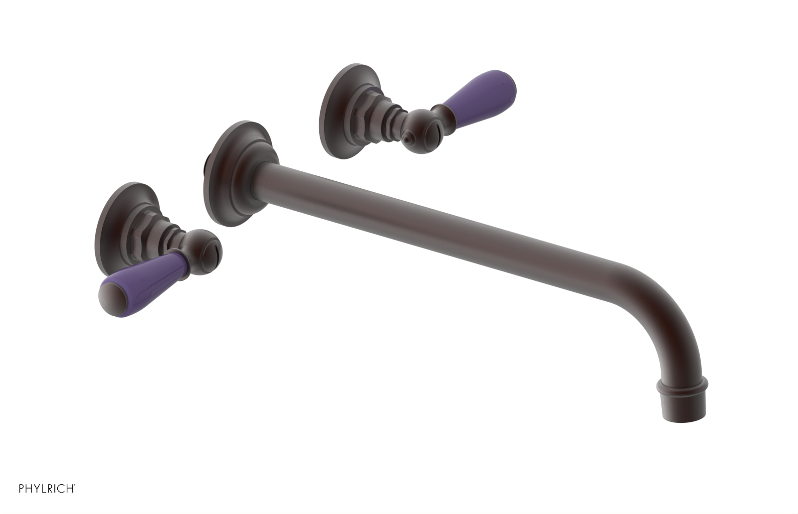 JAMESTOWN Wall Lavatory Set - 12" Spout - Lever Handle with "Purple" Accents 165-12-12