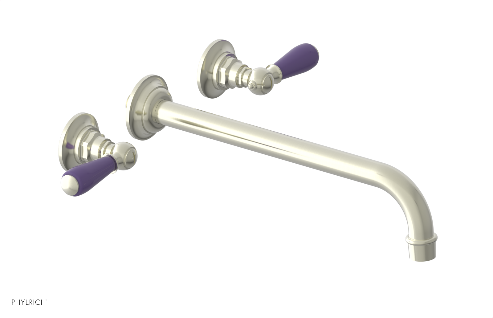 JAMESTOWN Wall Lavatory Set - 12" Spout - Lever Handle with "Purple" Accents 165-12-12