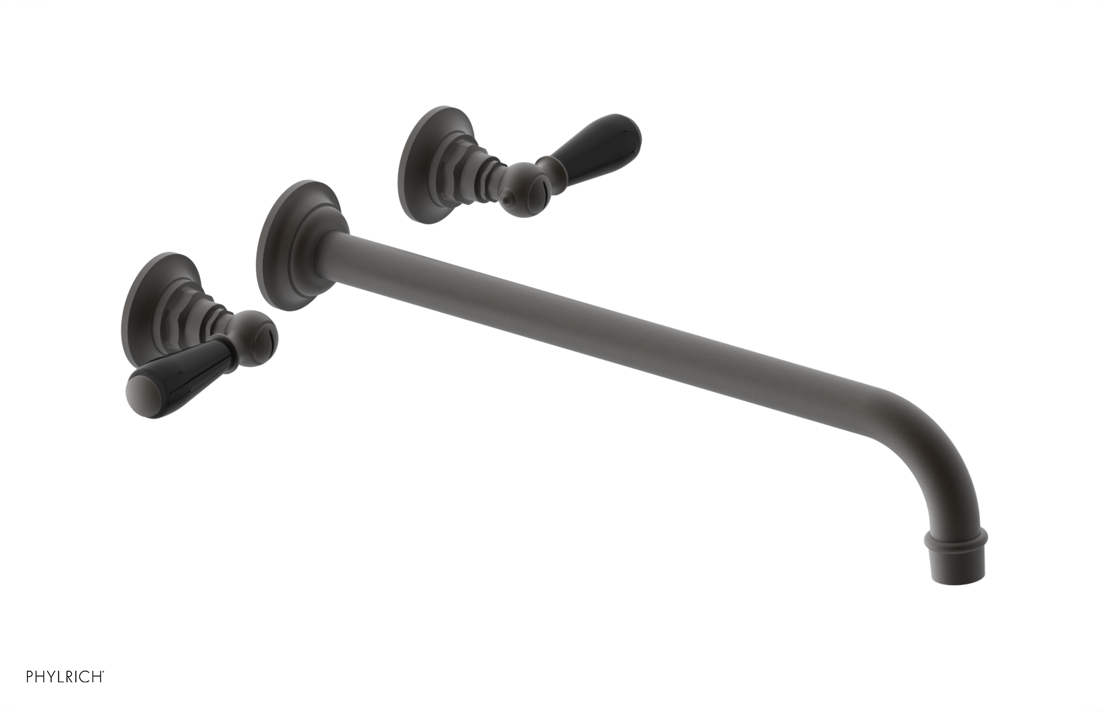 JAMESTOWN Wall Lavatory Set - 14" Spout - Lever Handle with "Black" Accents 165-12-14