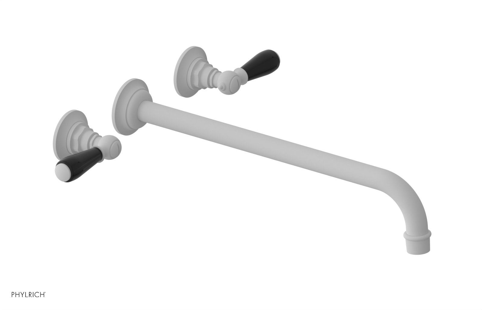 JAMESTOWN Wall Lavatory Set - 14" Spout - Lever Handle with "Black" Accents 165-12-14