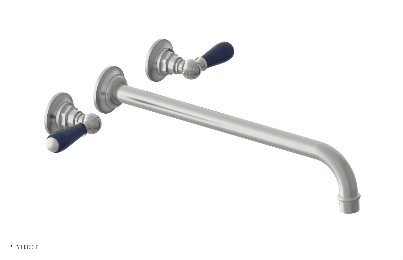 JAMESTOWN Wall Lavatory Set - 14" Spout - Lever Handle with "Navy Blue" Accents 165-12-14