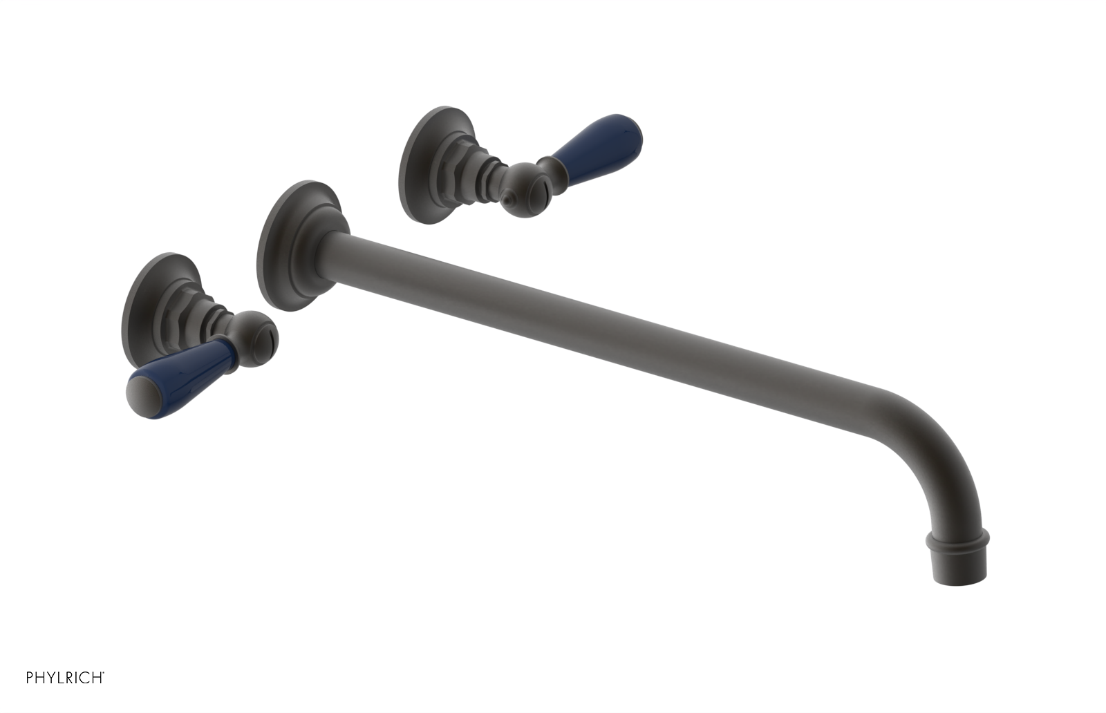 JAMESTOWN Wall Tub Set - 14" Spout - Lever Handle with "Navy Blue" Accents 165-57-14