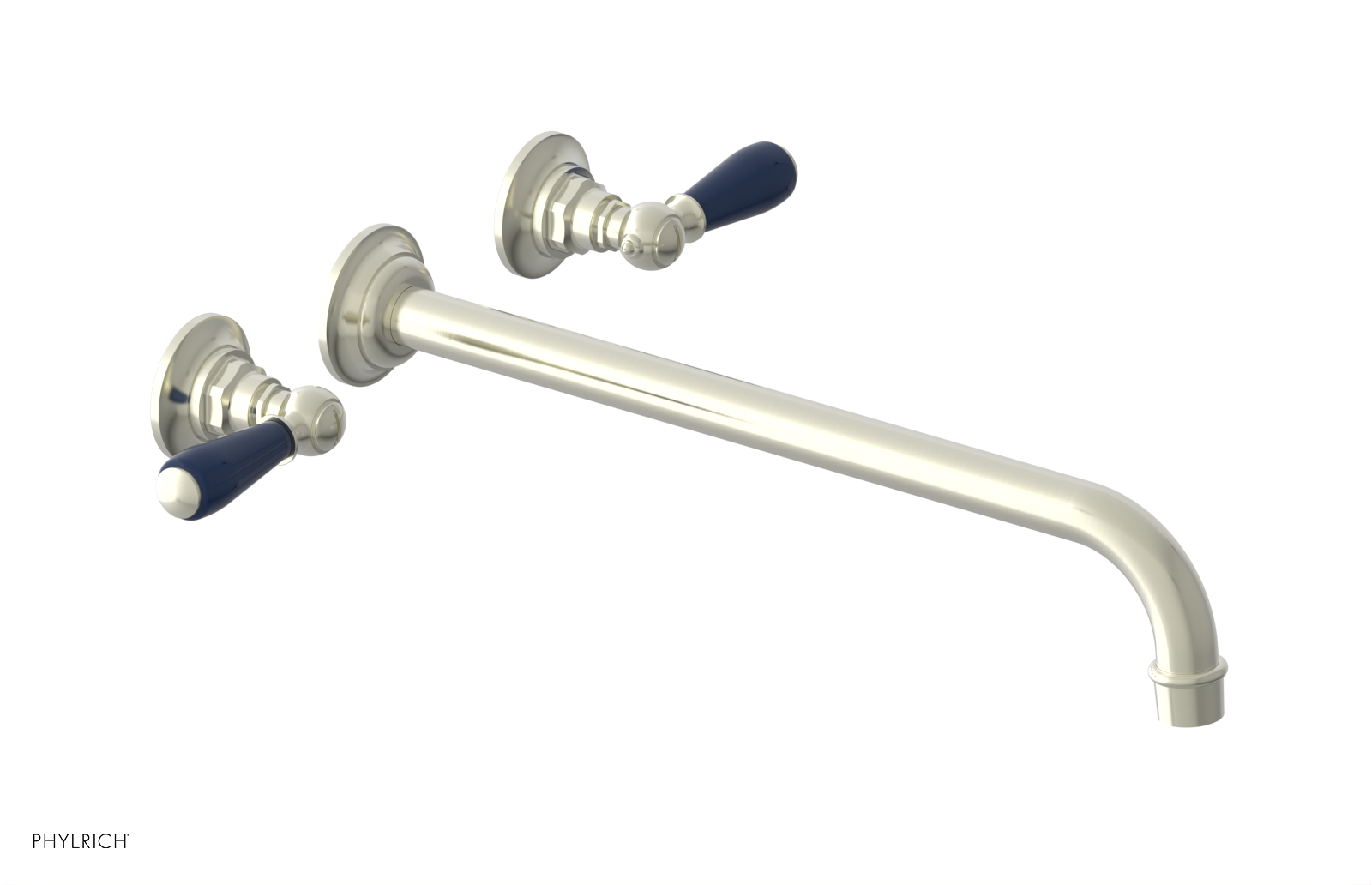 JAMESTOWN Wall Lavatory Set - 14" Spout - Lever Handle with "Navy Blue" Accents 165-12-14