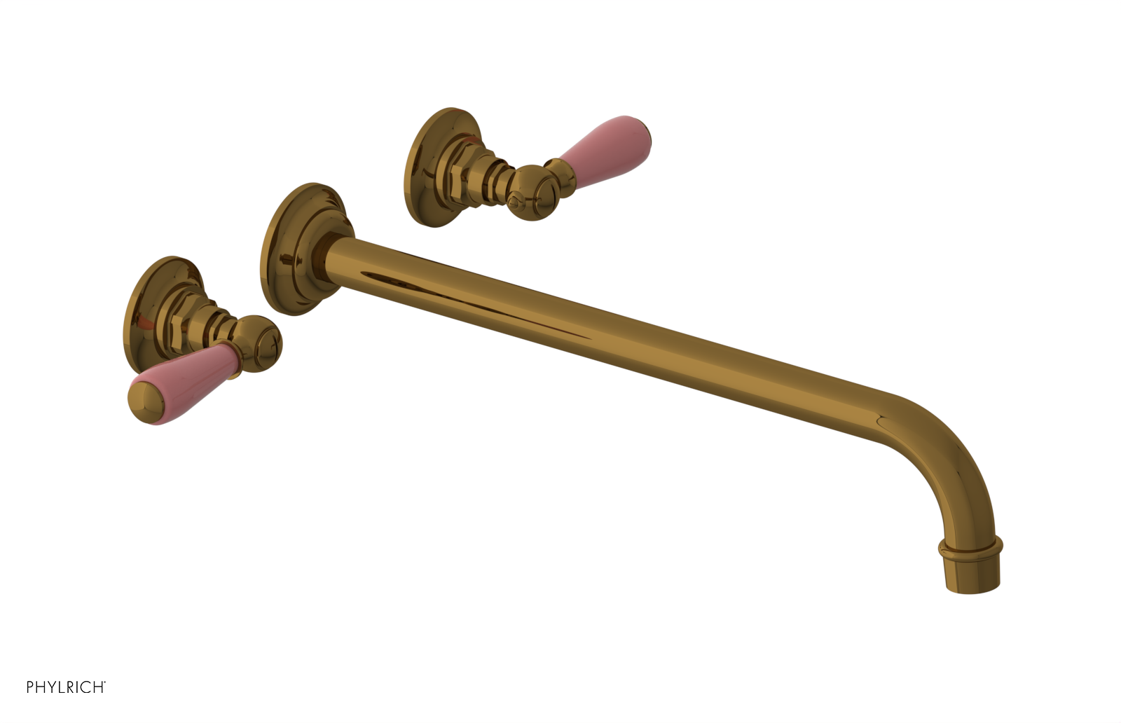 JAMESTOWN Wall Tub Set - 14" Spout - Lever Handle with "Pink" Accents 165-57-14