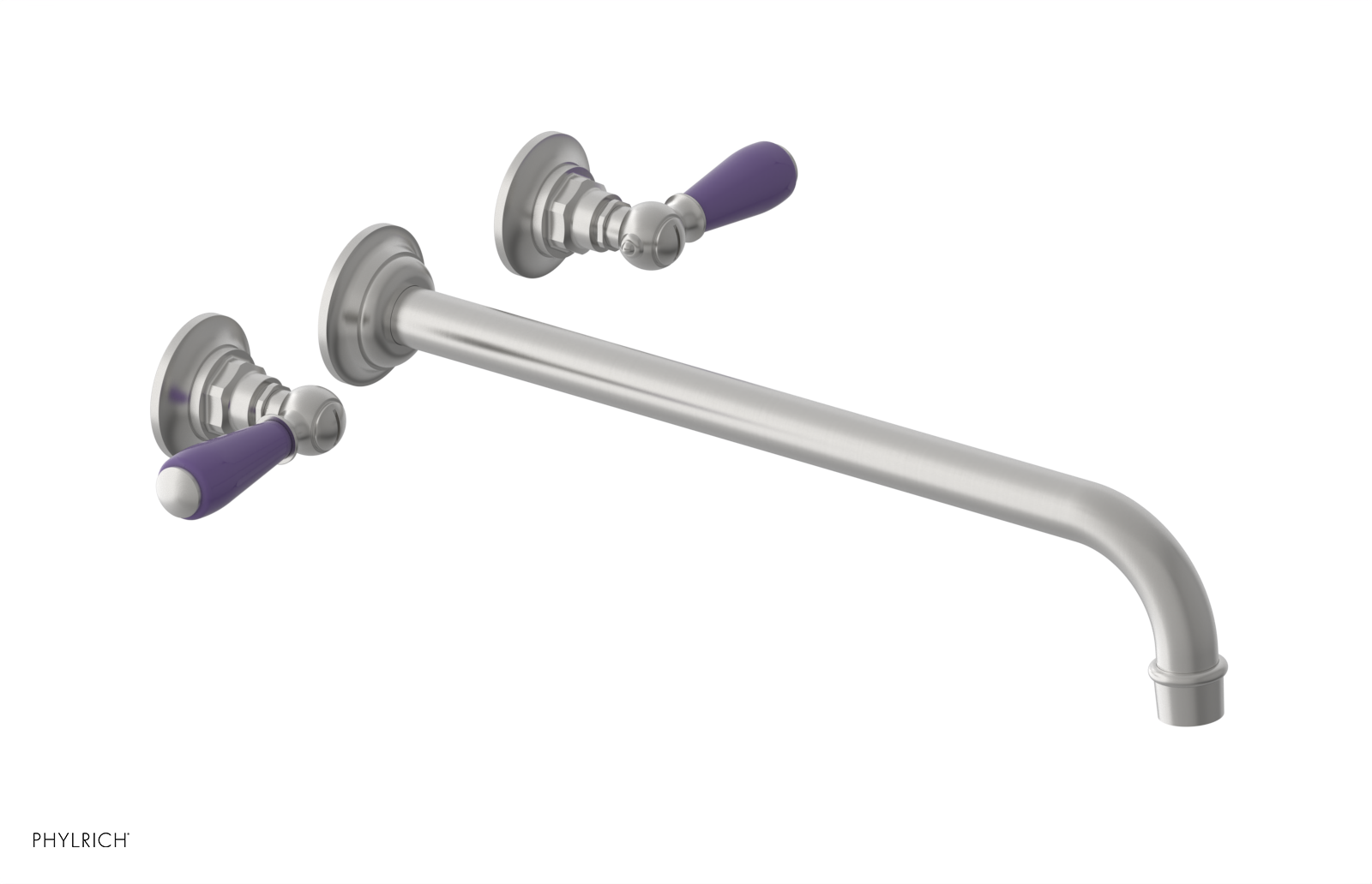JAMESTOWN Wall Lavatory Set - 14" Spout - Lever Handle with "Purple" Accents 165-12-14