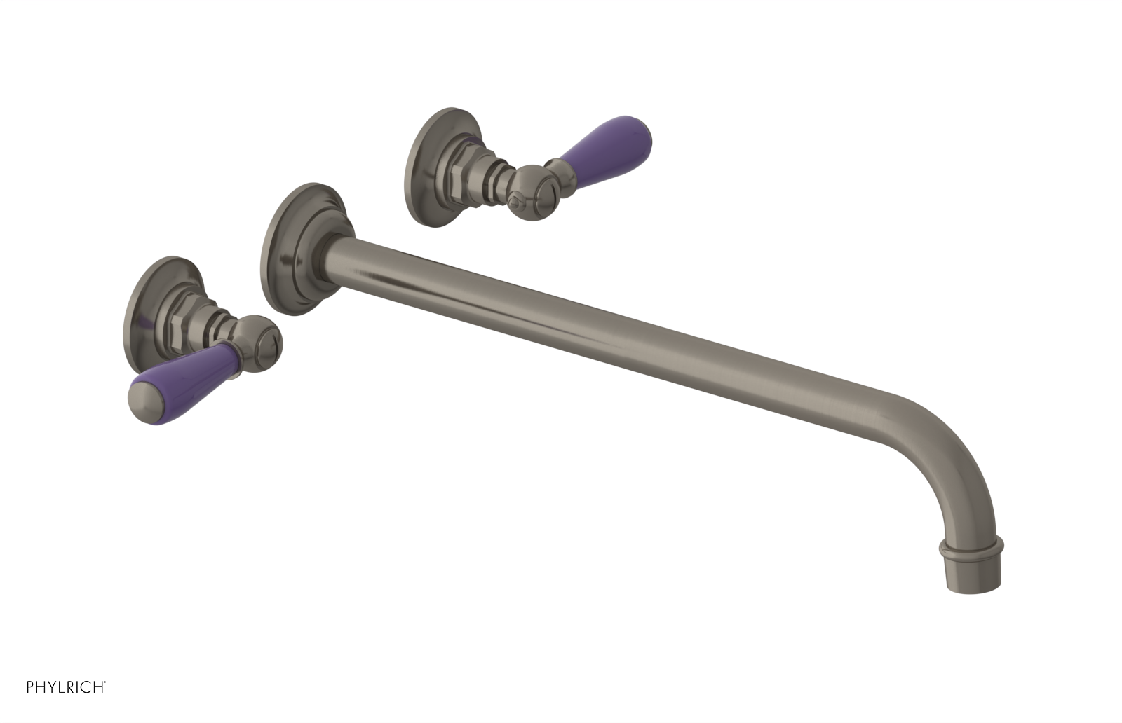 JAMESTOWN Wall Lavatory Set - 14" Spout - Lever Handle with "Purple" Accents 165-12-14