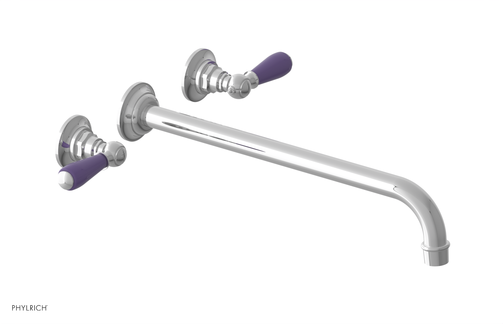 JAMESTOWN Wall Lavatory Set - 14" Spout - Lever Handle with "Purple" Accents 165-12-14