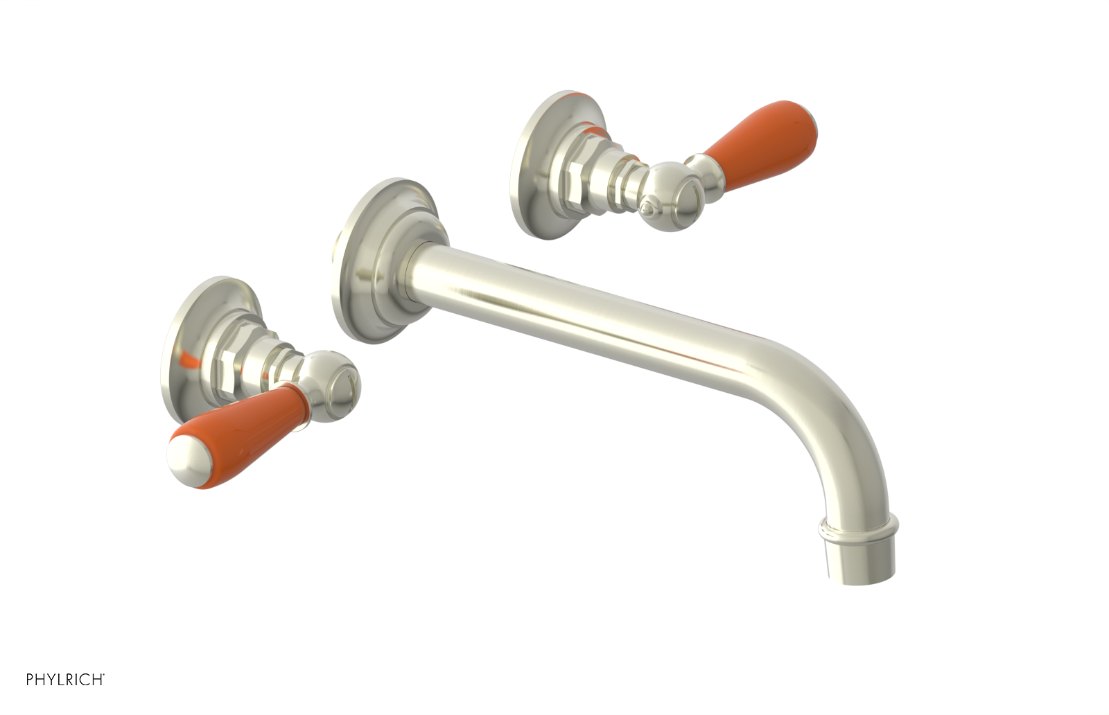 JAMESTOWN Wall Lavatory Set - Lever Handle with "Orange" Accents 165-12