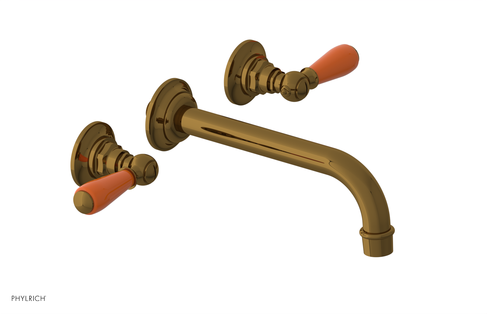 JAMESTOWN Wall Lavatory Set - Lever Handle with "Orange" Accents 165-12