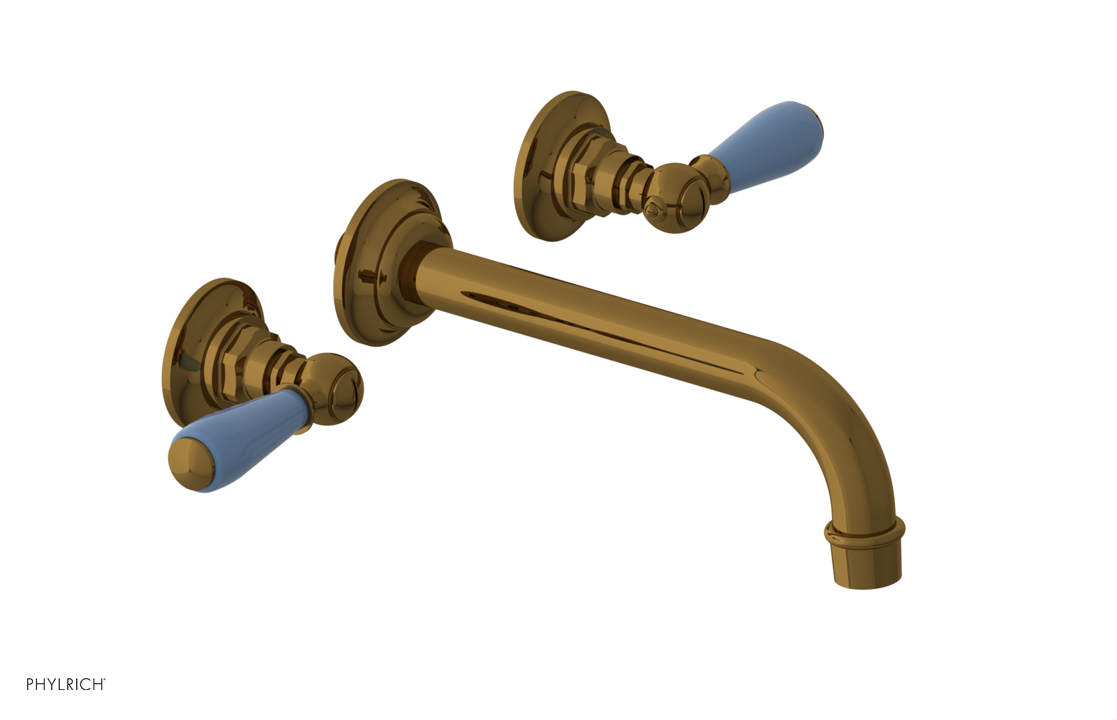 JAMESTOWN Wall Lavatory Set - Lever Handle with "Light Blue" Accents 165-12