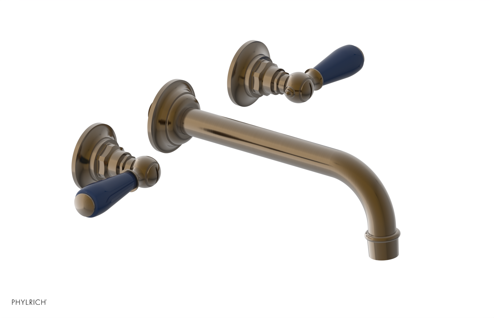 JAMESTOWN Wall Lavatory Set - Lever Handle with "Navy Blue" Accents 165-12