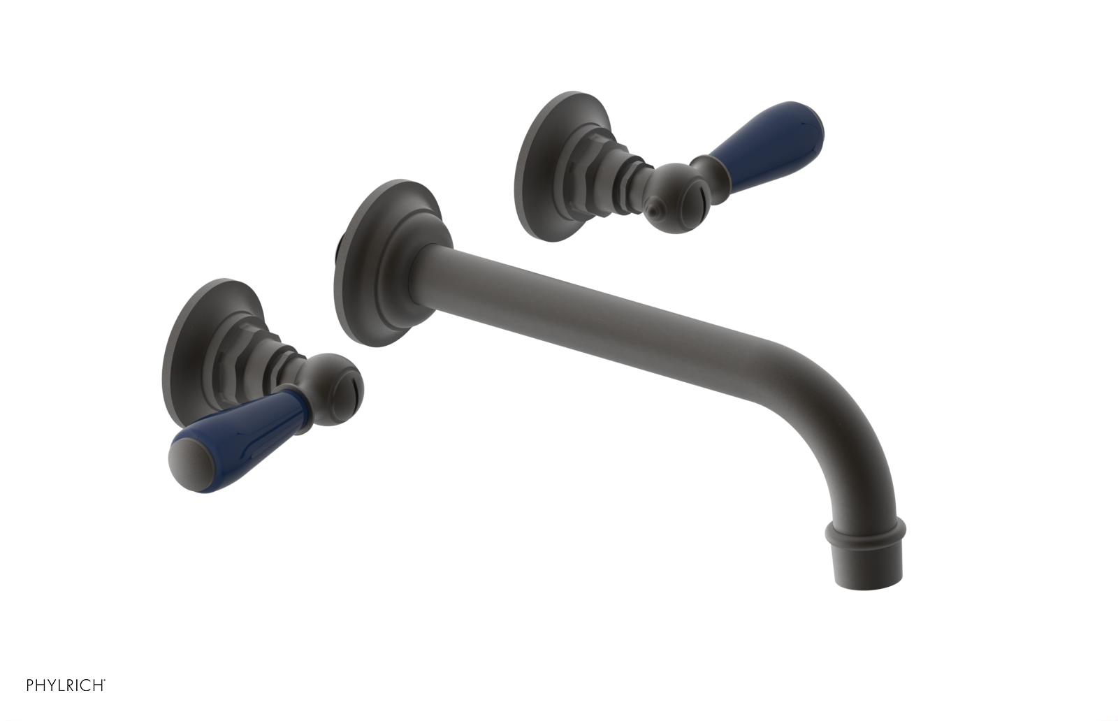 JAMESTOWN Wall Lavatory Set - Lever Handle with "Navy Blue" Accents 165-12