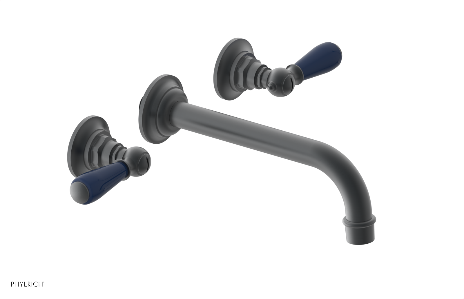 JAMESTOWN Wall Lavatory Set - Lever Handle with "Navy Blue" Accents 165-12