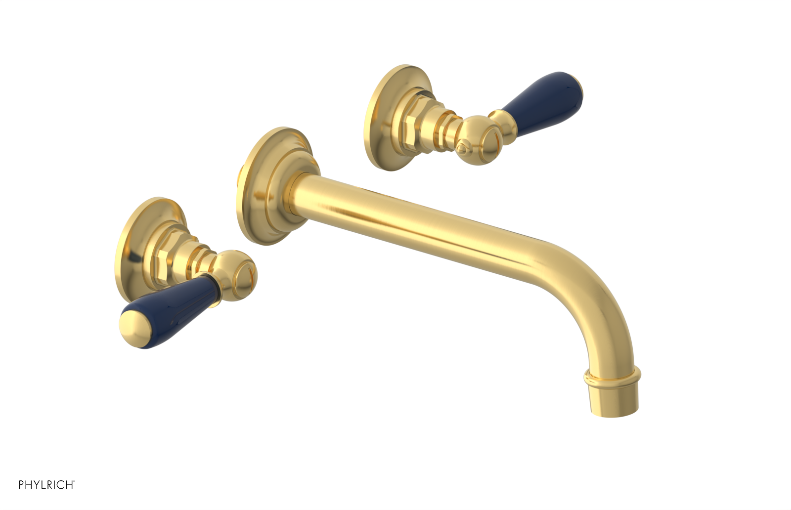 JAMESTOWN Wall Lavatory Set - Lever Handle with "Navy Blue" Accents 165-12