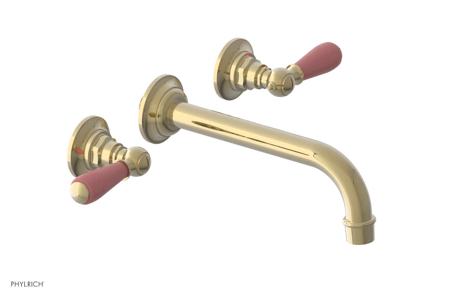 JAMESTOWN Wall Lavatory Set - Lever Handle with "Pink" Accents 165-12