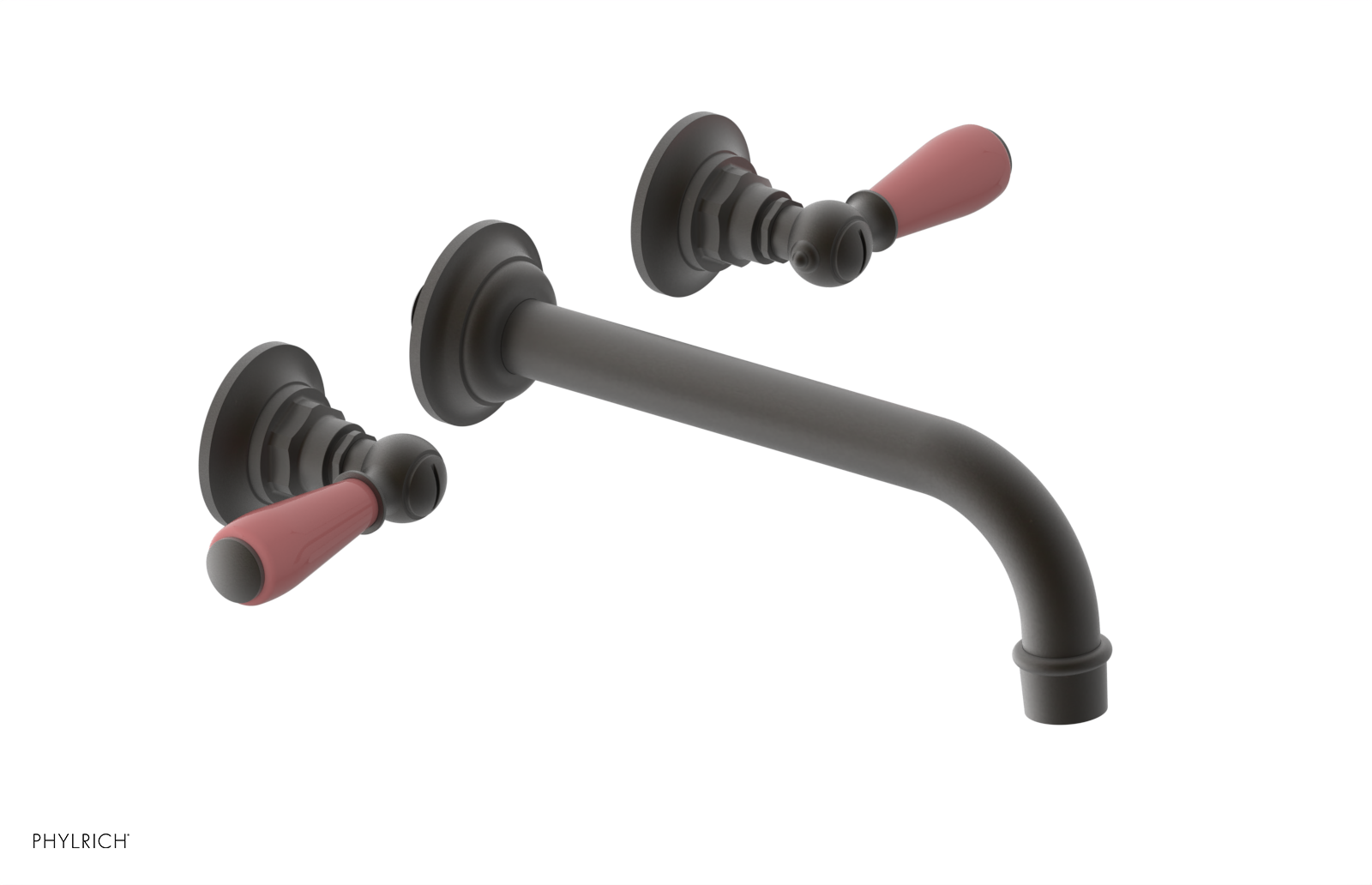 JAMESTOWN Wall Tub Set - Lever Handle with "Pink" Accents 165-57
