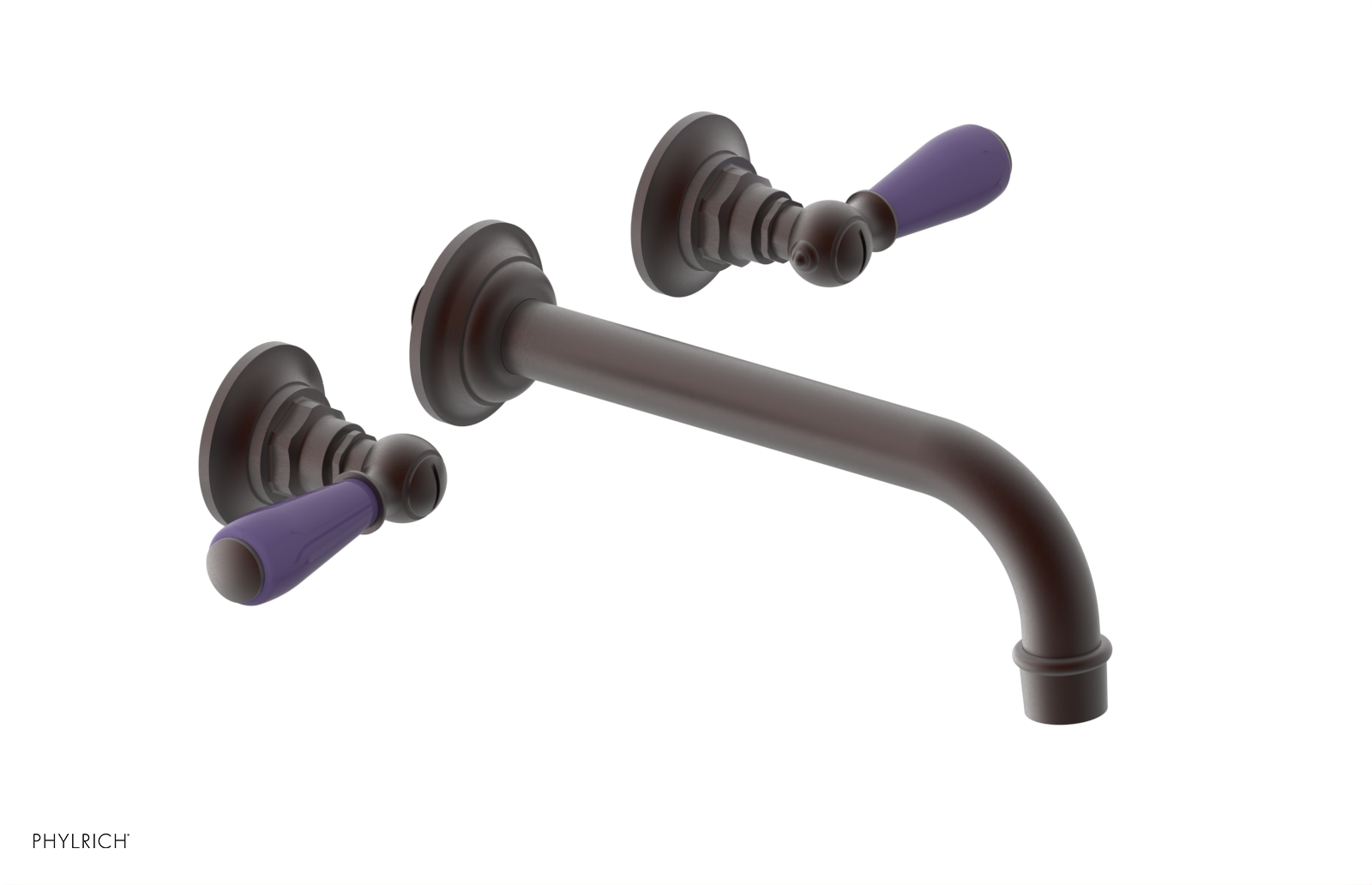 JAMESTOWN Wall Lavatory Set - Lever Handle with "Purple" Accents 165-12