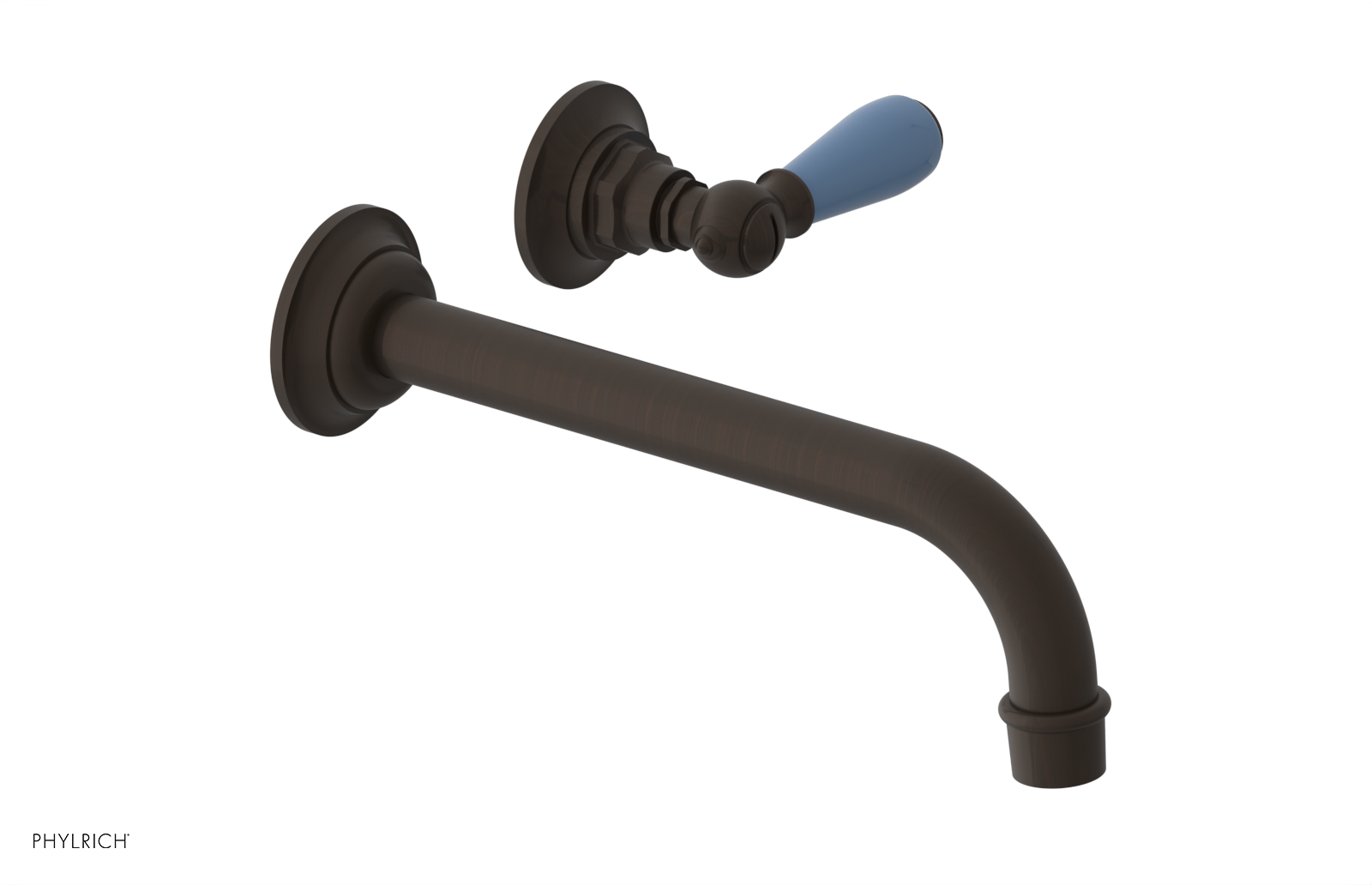 JAMESTOWN Single Handle Wall Lavatory Set - 10" Spout with "Light Blue" Accents 165-16-10