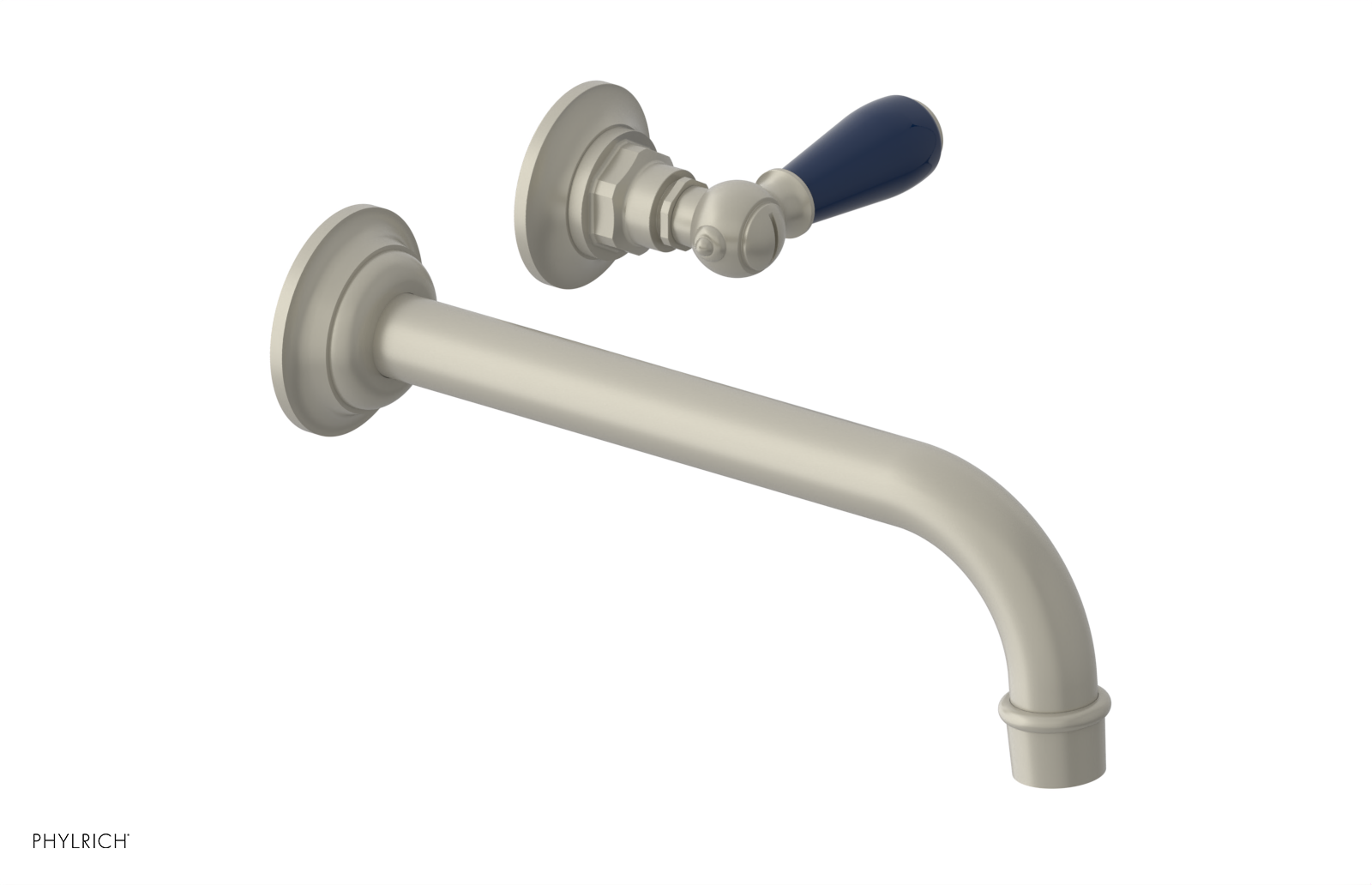 JAMESTOWN Single Handle Wall Lavatory Set - 10" Spout with "Navy Blue" Accents 165-16-10