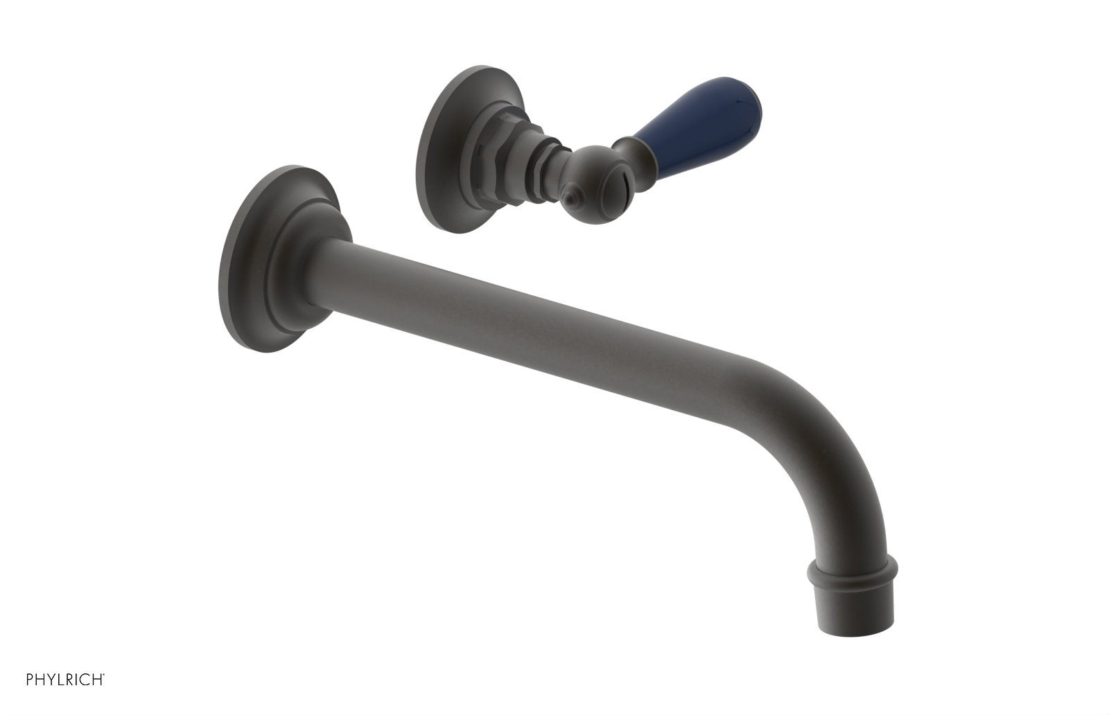 JAMESTOWN Single Handle Wall Lavatory Set - 10" Spout with "Navy Blue" Accents 165-16-10