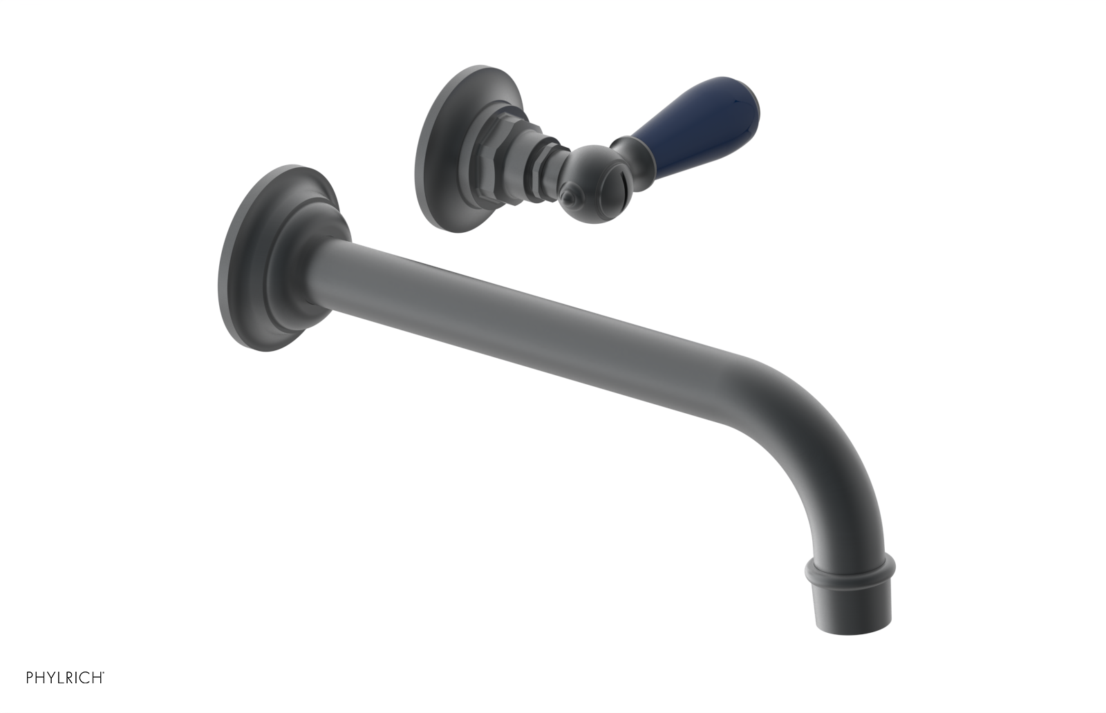 JAMESTOWN Single Handle Wall Lavatory Set - 10" Spout with "Navy Blue" Accents 165-16-10