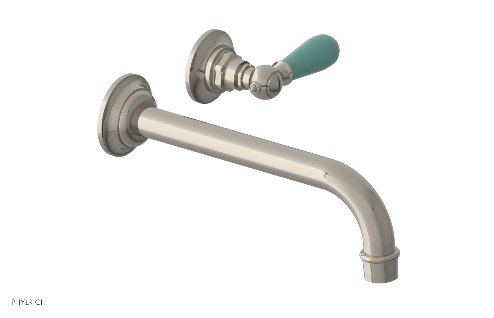 JAMESTOWN Single Handle Wall Lavatory Set - 10" Spout with "Turqoise" Accents 165-16-10