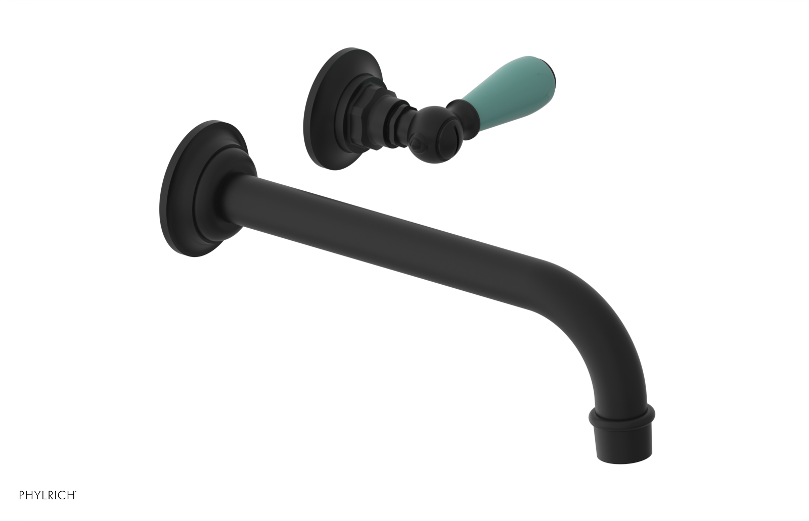 JAMESTOWN Single Handle Wall Lavatory Set - 10" Spout with "Turqoise" Accents 165-16-10