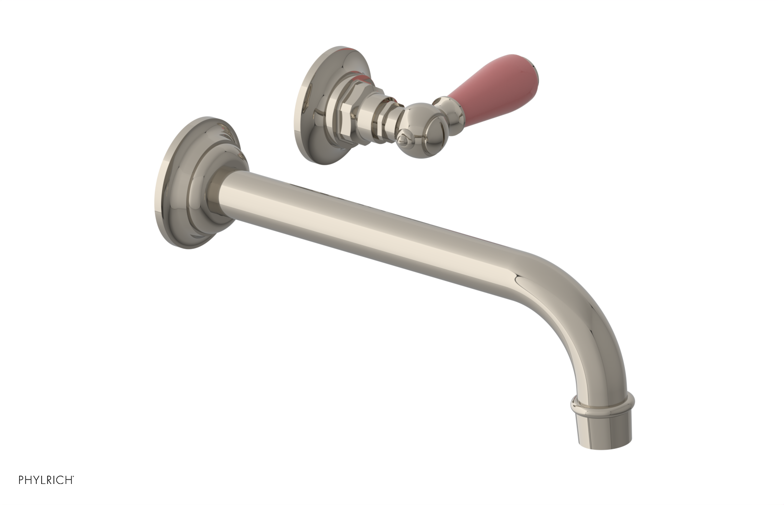 JAMESTOWN Single Handle Wall Lavatory Set - 10" Spout with "Pink" Accents 165-16-10