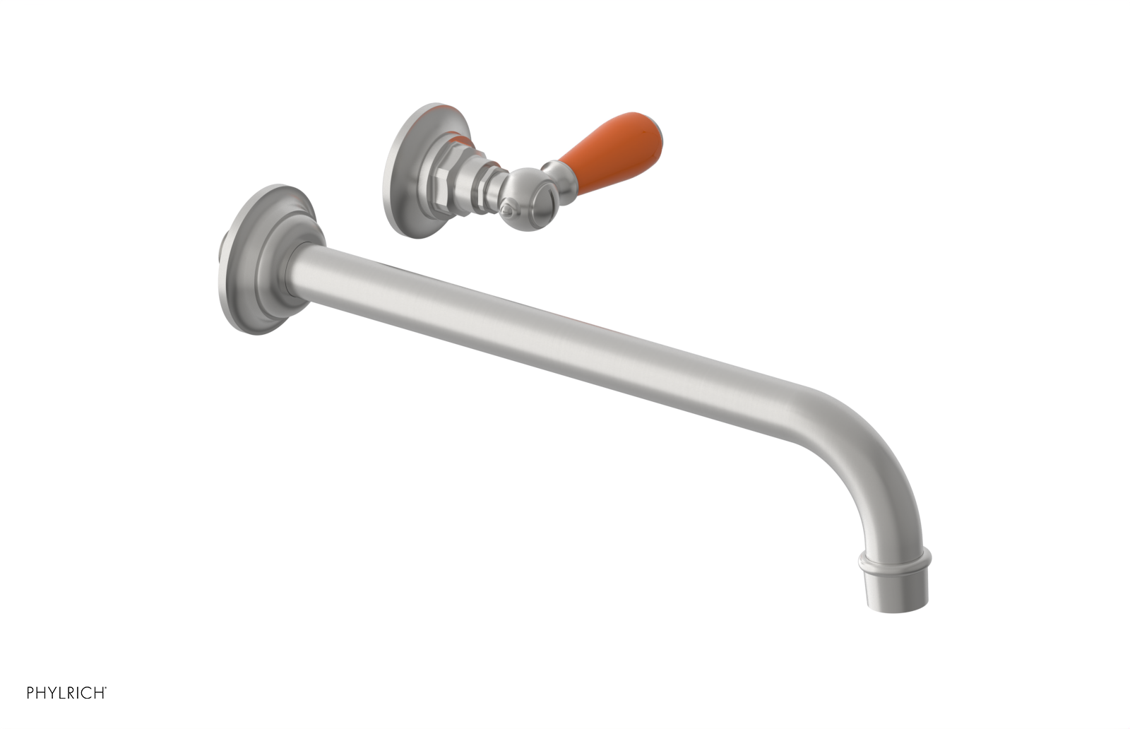 JAMESTOWN Single Handle Wall Lavatory Set - 12" Spout with "Orange" Accents 165-16-12