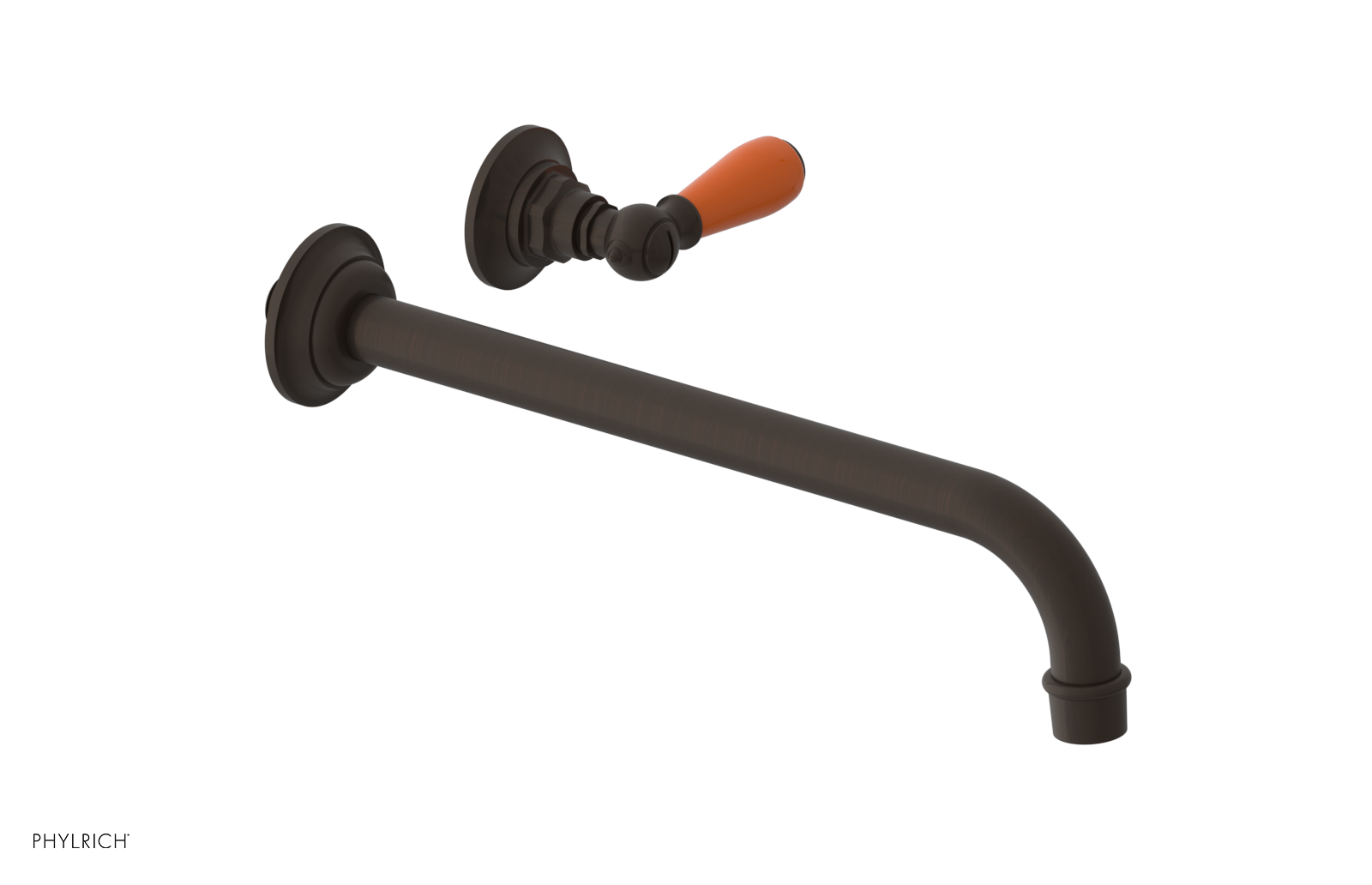 JAMESTOWN Single Handle Wall Lavatory Set - 12" Spout with "Orange" Accents 165-16-12