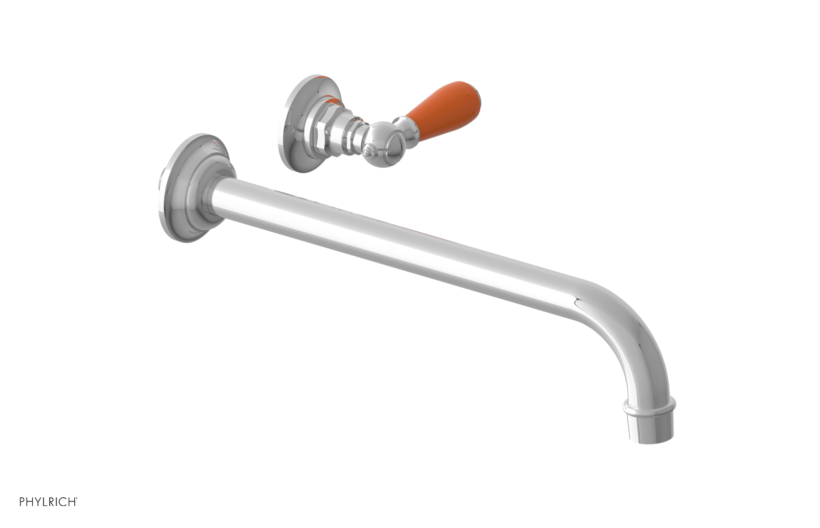 JAMESTOWN Single Handle Wall Lavatory Set - 12" Spout with "Orange" Accents 165-16-12